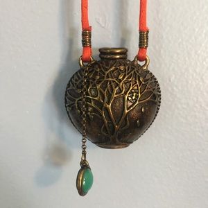 Lucky Brand Brass Tree of Life Flask Necklace